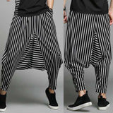 Mens Casual Loose Elastic Waist Pockets Harem Pants