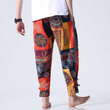 Mens Casual Ankle Length Cotton Fashion Ethnic Style Loose S-5XL Fit Elastic Waist Harem Pants