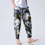 Mens Casual Ankle Length Cotton Fashion Ethnic Style Loose S-5XL Fit Elastic Waist Harem Pants