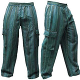 Men's Cotton S-5XL Stripe Drawstring Loose Cargo Pants