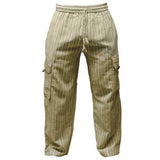 Men's Cotton S-5XL Stripe Drawstring Loose Cargo Pants