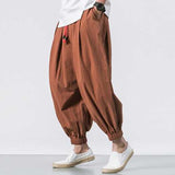 Men Cotton Loose Comfy Baggy Vintage Drawstring Jogger Casual Harem Pants