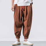 Men Cotton Loose Comfy Baggy Vintage Drawstring Jogger Casual Harem Pants