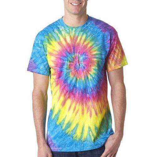 Twist Tie Dye Neon RainBow Men T-Shirt Soft Cotton Short Sleeve