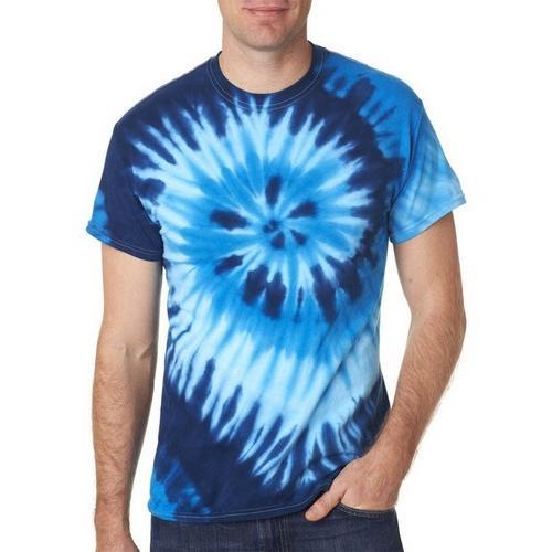 Twist Tie Dye Ocean Blue Men T-Shirt Soft Cotton Short Sleeve