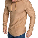 Mens Hooded Striped Fold Raglan Sleeve Sweatshirt