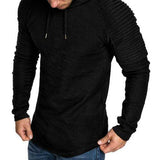 Mens Hooded Striped Fold Raglan Sleeve Sweatshirt