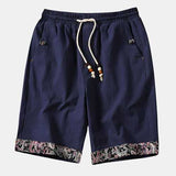 Mens Chinese Style Cotton Linen Vintage Baggy Shorts