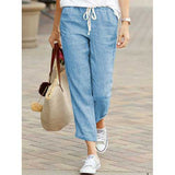 Solid Color Casual Drawstring Pant