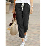 Solid Color Casual Drawstring Pant