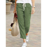 Solid Color Casual Drawstring Pant