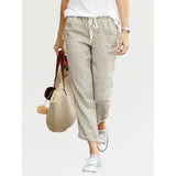 Solid Color Casual Drawstring Pant