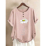 Floral Printed Button T-shirt