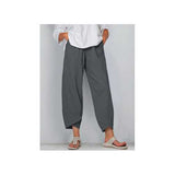 Solid Color Elastic Waist Casual Pants