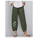 Floral Printed Elastic Waist Pants