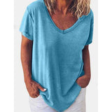 Solid Color V-neck T-shirt