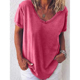 Solid Color V-neck T-shirt