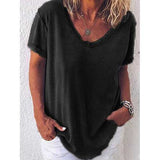 Solid Color V-neck T-shirt