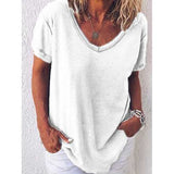 Solid Color V-neck T-shirt