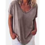 Solid Color V-neck T-shirt