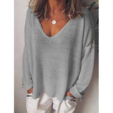 Casual V-Neck Solid Shirts