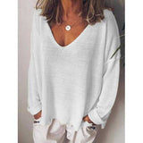 Casual V-Neck Solid Shirts