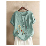 Flower Print Button T-shirt