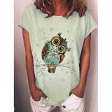 Cartoon Owl Print T-shirt