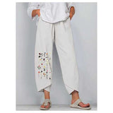 Flower Print Splited Pants