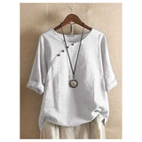 Solid Color Short Sleeve Button T-shirt