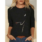 Cat Print Long Sleeves T-shirt