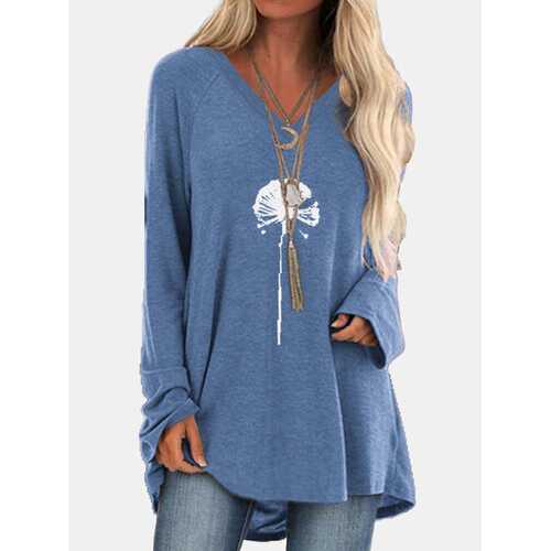 Flower Printed Long Sleeve T-shirt