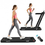 2-in-1 Folding Treadmill with Bluetooth Speaker LED Display-Black