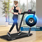 2-in-1 Folding Treadmill with Bluetooth Speaker LED Display-Black