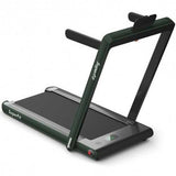 2-in-1 Folding Treadmill with Bluetooth Speaker LED Display-Green