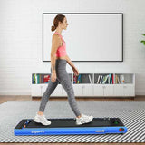 2 in 1 Folding Treadmill with Bluetooth Speaker Remote Control-Navy