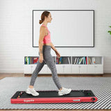 2 in 1 Folding Treadmill with Bluetooth Speaker Remote Control-Red