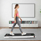 2-in-1 Folding Treadmill with Bluetooth Speaker LED Display-White