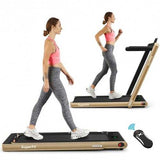 2-in-1 Folding Treadmill with Bluetooth Speaker LED Display-Yellow