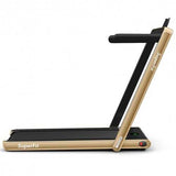 2-in-1 Folding Treadmill with Bluetooth Speaker LED Display-Yellow