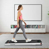 2 in 1 Folding Treadmill with Bluetooth Speaker Remote Control-Silver