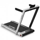 2 in 1 Folding Treadmill with Bluetooth Speaker Remote Control-Silver