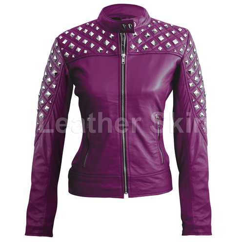 Women Purple Leather Jacket