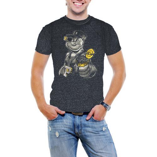 Gangster Popeye Men Acid Wash T-Shirt Soft Cotton Short Sleeve Tee