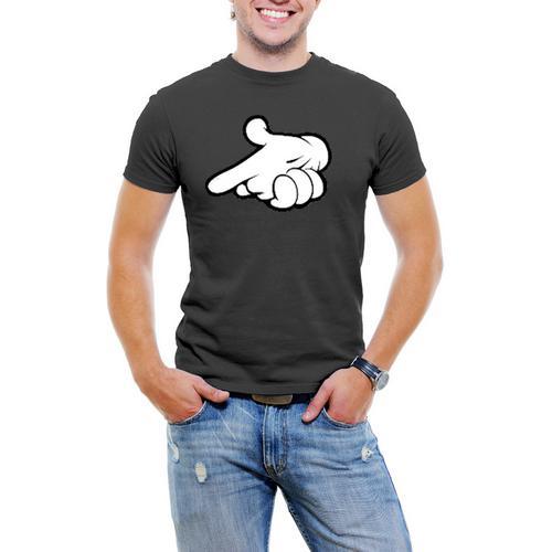 Mickey Gun Hands Men T-Shirt Soft Cotton Short Sleeve Tee