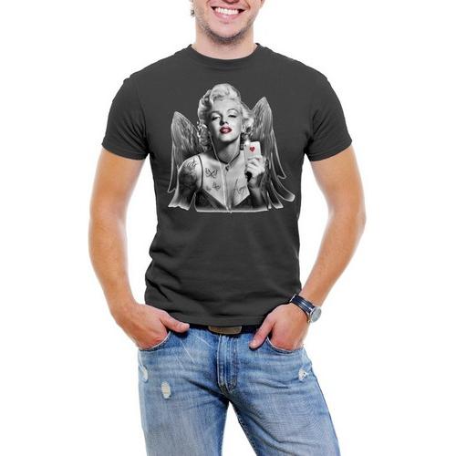 Marilyn Monroe Iphone and Wings Men T-Shirt Soft Cotton Short Sleeve Tee