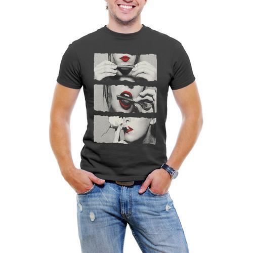 Lick It, Roll It, Smoke It Men T-Shirt Soft Cotton Short Sleeve Tee - Logo Black & White