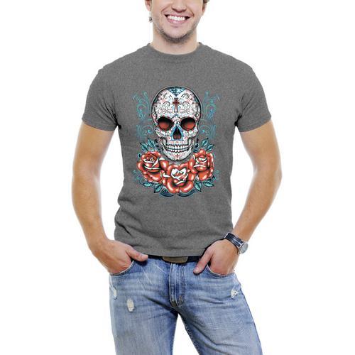 Skull Roses Tatto Men Cool T-Shirt